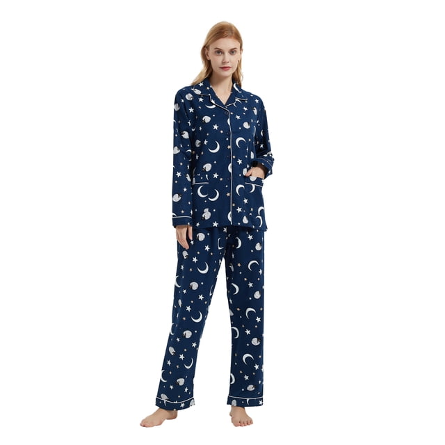 GLOBAL Women's Flannel Pajama Set - 100% Cotton, Button Down Top & Drawstring Pants | Warm Winter Sleepwear for Canada