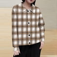 thumbnail image 1 of Mceream Women's Ribbed Knit Shacket Button Down Plaid Jackets Long Sleeve Sweater Shirts Fall Winter Trendy Cardigans Plus Size Winter Warm Outwear Chaqueta De Invierno Para Mujer Khaki M, 1 of 5