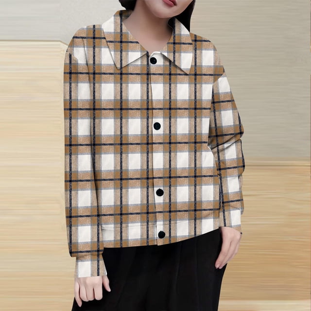 Mceream Women's Ribbed Knit Shacket Button Down Plaid Jackets Long Sleeve Sweater Shirts Fall Winter Trendy Cardigans Plus Size Winter Warm Outwear Chaqueta De Invierno Para Mujer Khaki M