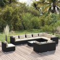 thumbnail image 1 of vidaXL 11 Pièces Salon de Jardin avec Coussins Poly Rotin Noir, 1 of 5