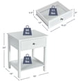 thumbnail image 2 of Gymax Table de Chevet Moderne à 2 Niveaux 2 Pcs avec Tiroir et Tablette Ouverte Blanc, 2 of 6
