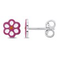 thumbnail image 1 of Miabella Pink Enamel Flower Stud Earrings in Sterling Silver, 1 of 3