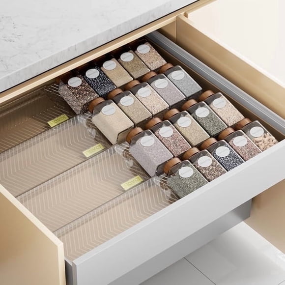 8 Pack Spice Drawer Organizer for 11.5" to 23" Wide Kitchen Cabinets Drawer, ORDORA Stackable Spice Rack, Food Seasoning Jars Storage