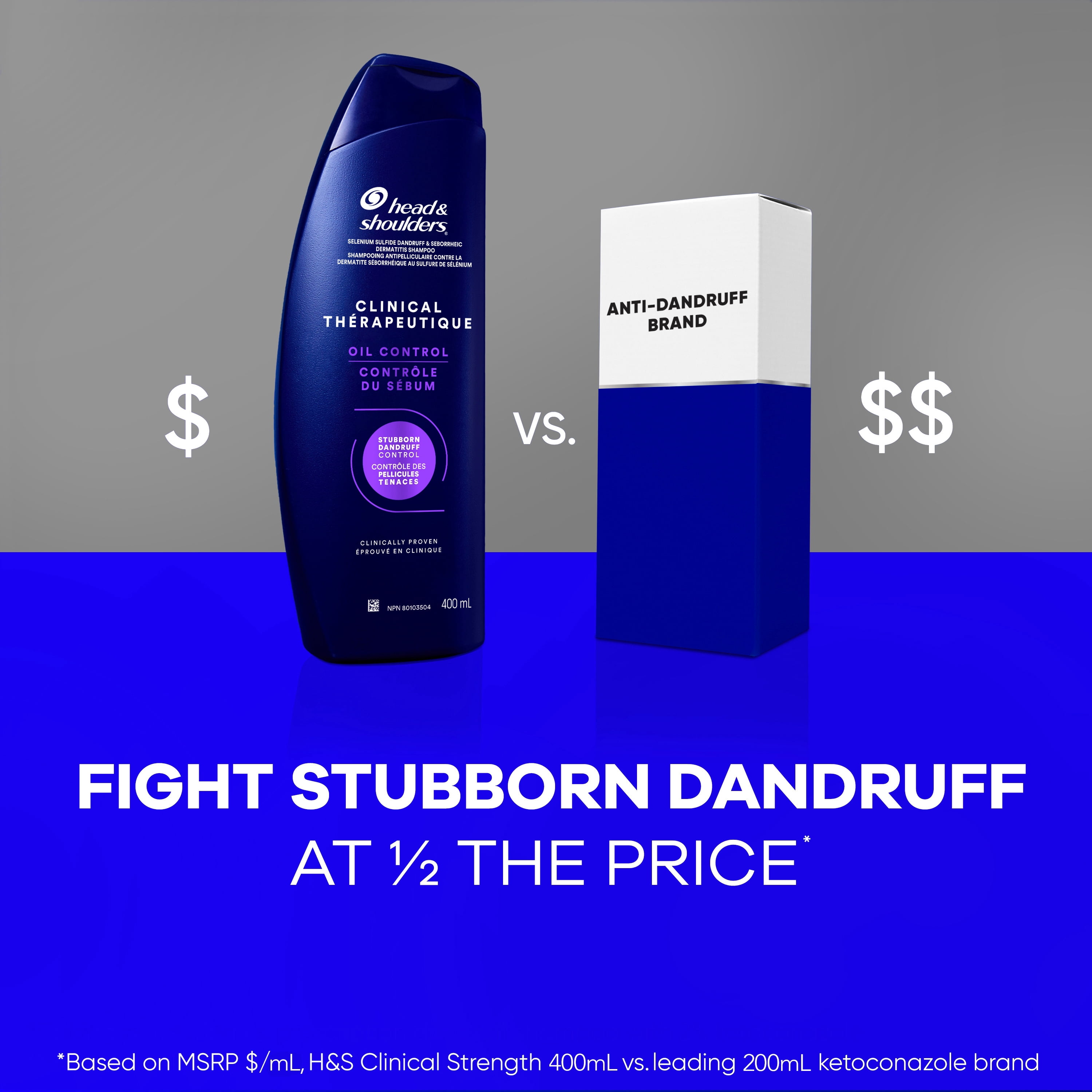 Head & Shoulders Dandruff Shampoo, Clinical Strength Oil Control, 1% Selenium Sulfide, Oily Scalp, Flake Protection, Stubborn Dandruff Control, Jasmine Scent, 400 mL