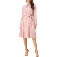 thumbnail image 1 of INSPIRE CHIC Robe Midi Ceinturée à Imprimé Floral Vintage en Mousseline à Manches Longues à Col Noué pour Femme TP Roses, 1 of 6