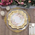 thumbnail image 2 of CUITING 25 Pack White Pink Paper Dessert Plates in Damask Floral Pattern  8” Round Disposable Salad Appetizer Plates with Scalloped Rims - 300 GSM, 2 of 11