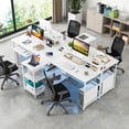 thumbnail image 2 of Costway 94.5" Long Office Desk 2-Person Reversible Computer Desk with LED Lights White, 2 of 10