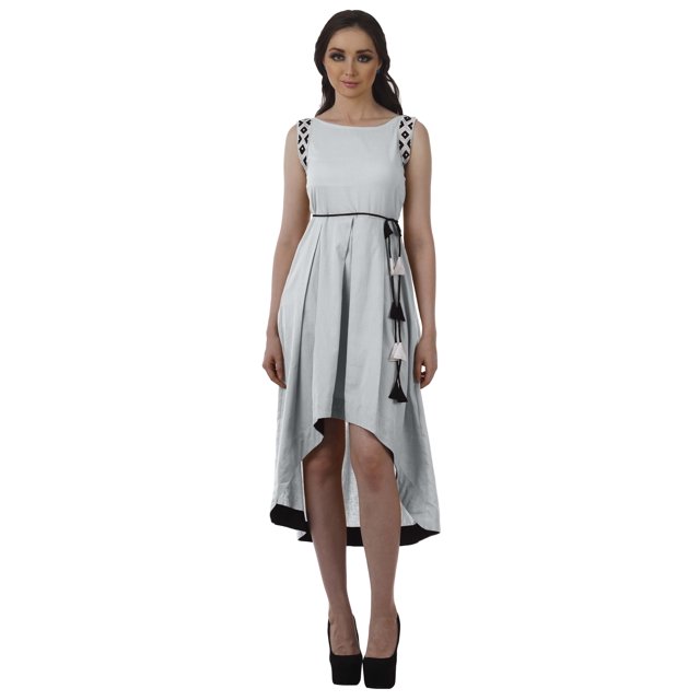 Moomaya Robes Asymétriques Femmes Décontractées Longues Sans Manches Robes de Soirée