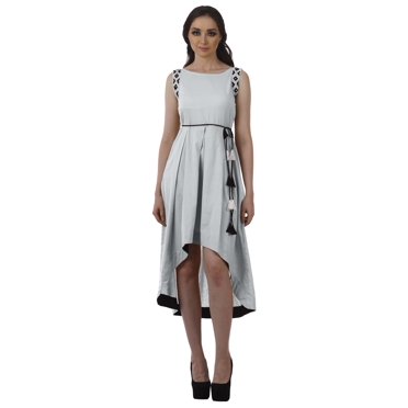 Moomaya Robes Asymétriques Filles Robe Portefeuille Midi Sans Manches Robes de Fête