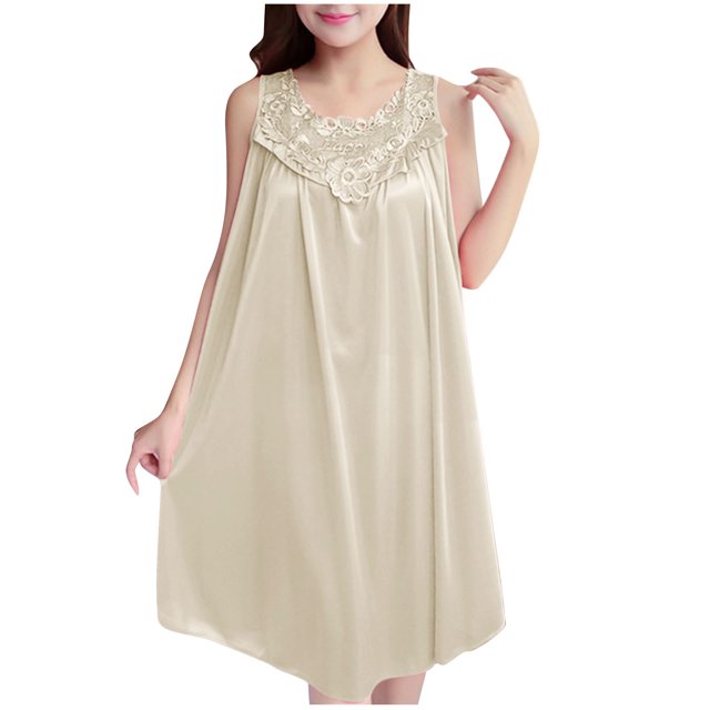 Tqcoqu Jupe d'Intérieur pour Femme à Col Rond, Couleur Unie, Ample et Confortable, Grande Taille