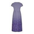 thumbnail image 5 of Meichang Robe d'Été en Coton et Lin à Manches Courtes pour Femme, Col Rond, Coupe Ample, Dégradé, Robe Midi Bohème Décontractée à Imprimé, Robe de Travail Rétro Légère Évasée, Violet, TG, 5 of 5