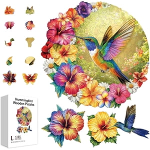 300Pcs Cummingbird Puzzles en bois pour la fleur de lune Hibiscus Daisy Puzzle en bois coloré Puzzels en bois de couleur pour les fêtes Anniversaire