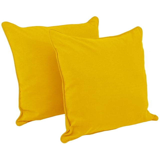 25-inch Double-corded Solid Twill Square Floor Pillows with Inserts (Set of 2), Sunset