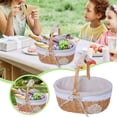 thumbnail image 1 of Wicker Storage with Gingham and Lace Trim Crochet Design Ideal for Home Picnic Use and Giving, 1 of 6