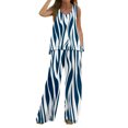 thumbnail image 1 of Mikilon Ensemble Stylé pour Femme 2 Pcs Décontracté Ample Imprimé Gilet Pantalon Long Sans Manches Col Rond Haut/chemise Ensemble Bleu TP, 1 of 5