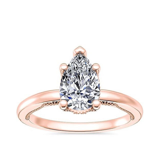 1.15 Carat Excellent Pear Shape Genuine Diamond Latest Design Solitaire Engagement Ring for Ladies Solid 18K Rose Gold Size 7.5