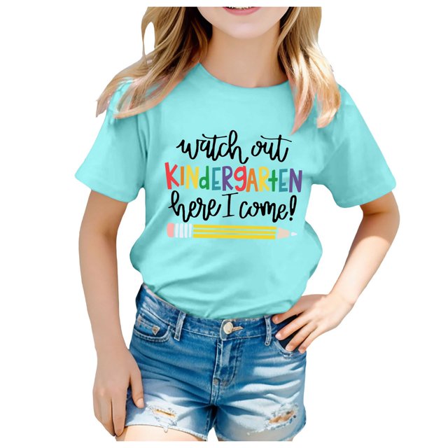 TZEWGL T-Shirts pour Nouveau-Né Saison de Rentrée Imprimé Manches Courtes Col Rond Vêtements pour Bébés Taille 12-14T