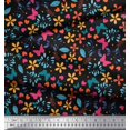 thumbnail image 2 of Soimoi Black Silk Fabric Flower & Butterfly Decor Fabric Printed BTY 42 Inch Wide, 2 of 5