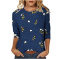 thumbnail image 1 of Pompotops T-shirt Ample Imprimé pour Femme Blouse à Manches 3/4 Col Rond Hauts Décontractés Liquidation, 1 of 5