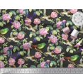 thumbnail image 2 of Soimoi Modal Satin Fabric Leaves,Floral & Hummingbird Bird Print Fabric by Yard 42 Inch Wide, 2 of 3