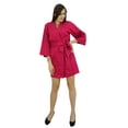 thumbnail image 4 of Bimba Women Short Solid Belt Robe Soft Modal Cotton Wrap Round Plain Bath Robe, 4 of 8