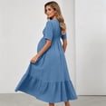 thumbnail image 4 of XiYing Robes pour Femmes Grande Taille, Robe de Maternité Unie à Manches Courtes à Volants pour Photographie de Soirée, Style Moulant à Col en V (P-2TG),, 4 of 7