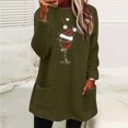 thumbnail image 2 of Pisexur Chandails en Molleton de Noël pour Femmes en Polaire Douce à Manches Longues Col Rond Imprimé Verre de Vin Rouge Chandail-Over Chaud d'Hiver avec Poches, 2 of 3