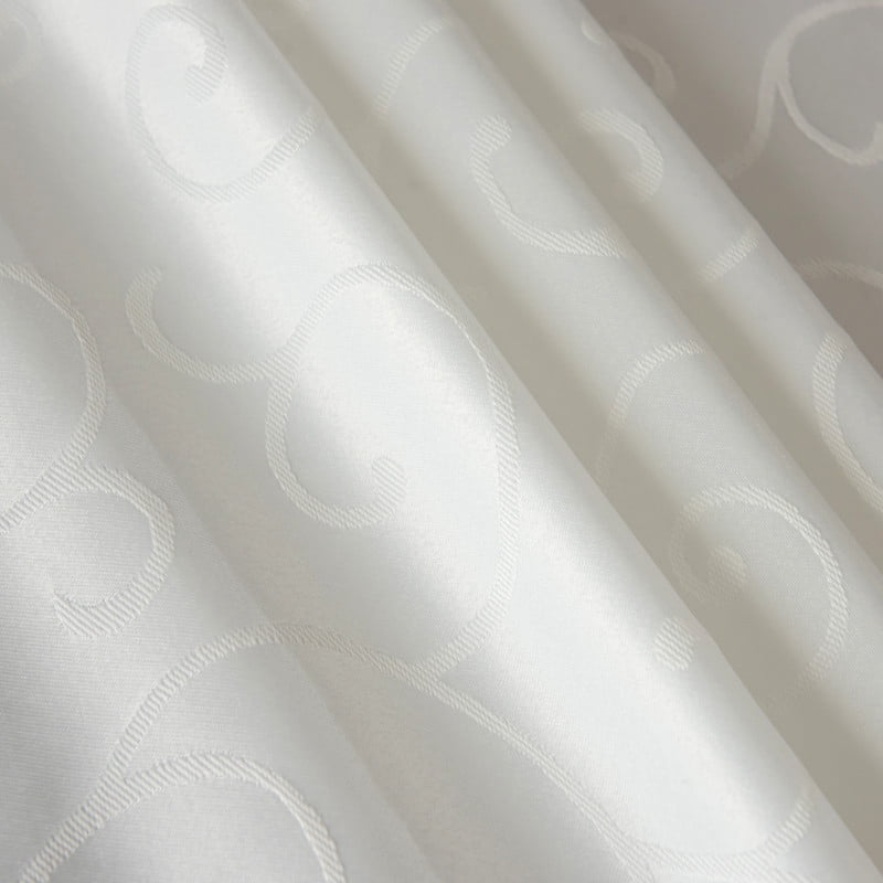 Nappe décorative Jacquard imperméable, épaisse et élégante, de qualité supérieure, à motif damassé uni volutes, résistante aux liquides taches, blanche, forme oblongue (152 x 305 cm)