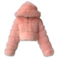 thumbnail image 1 of Veste à Manches Longues pour Femmes Courte Fausse Capuche Chaude en Fourrure Manches Longues, 1 of 1