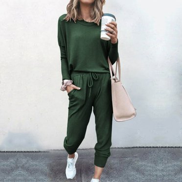 CHOK Sweatsuits for Women Set 2 Piece Long Sleeve Boho Floral Printed Crewneck Pullover Tops and Drawstring Jogger Pants Workout Tracksuits 2023