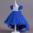 thumbnail image 4 of PMVFHDE Robes pour Petites Filles Enfants Bébé Enfants Printemps Été Robe de Fête pour Filles Colorée Train Robe pour Enfants Robe Fille Anniversaire Robe pour Enfants, Bleu Foncé, 11-12 Ans, 4 of 5