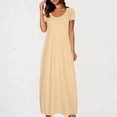 thumbnail image 2 of fatyb Robes Maxi pour Femmes Col Rond Manches Courtes Robes Décontractées Robes T-Shirt Amples pour Femmes P-5TG, 2 of 6