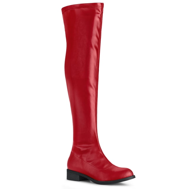 Unique Bargains Bottes Cuissardes pour Femmes à Talon Bloc au-Dessus du Genou Rouges (Taille 11)