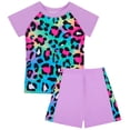 thumbnail image 1 of MIASHUI Bathing Suit For Children Kids Girls Short Sleeve Swimwear And Shorts Leopard Heart Printed Set Light Purple,4-5 Years, 1 of 8
