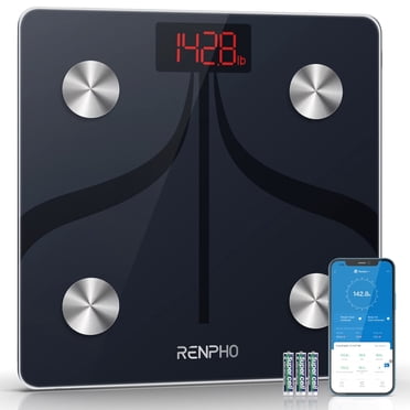 RENPHO Smart Scale for Body Weight, Digital Bathroom Scale BMI Weighing Bluetooth Body Fat Scale, Body Composition Monitor Health Analyzer with Smartphone App, 400 lbs - Black