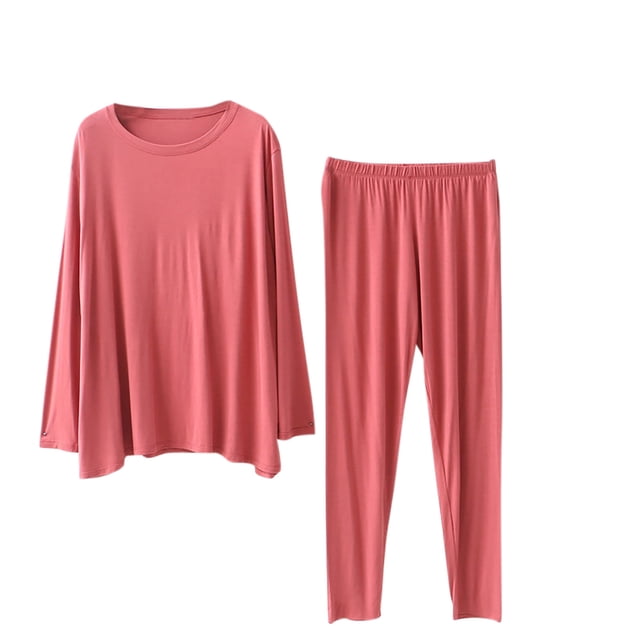 Timegard Ensembles de Pyjamas pour Femmes 2 Pcs Haut à Manches Longues à Col Rond et Pantalon Tenues de Pjs d'Automne Confortables et Douces