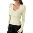thumbnail image 1 of Lmnyox T-Shirt à Col Rond pour Femme, sous-Vêtement Uni Décontracté à Manches Longues, Mode Basique, Automne Hiver, Hauts, 1 of 4