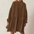 thumbnail image 5 of Womens Oversized Sweatshirt Dress Long Flowy Patchwork Pullover Tops Cute Drop Shoulder Sweatshirts Fall Long Sleeve Mini Dress Teen Girls Crewneck Solid Tunic Pleated Loose Clothing Beig, 5 of 5