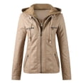 thumbnail image 1 of IMENGL Veste Zippée à Col Montant Ajustée en Cuir PU style Moto, Jaune G, Taille M-4TG, 1 of 6