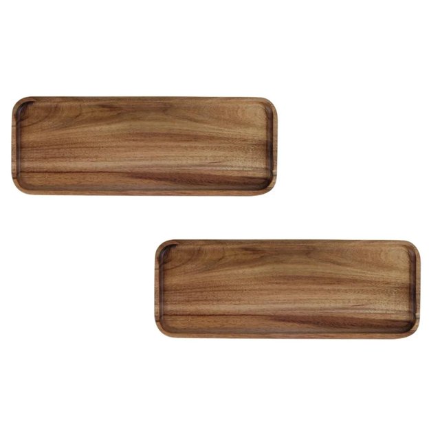 Oleegame 2PC Placemat Wood Serving Tray Durable Dishwasher Rectangular Party Plates Household Tableware