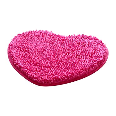 Agiferg Valentine's Day Chenille Heart Shaped Door Mat Rose Red Bathroom Toilet Living Room