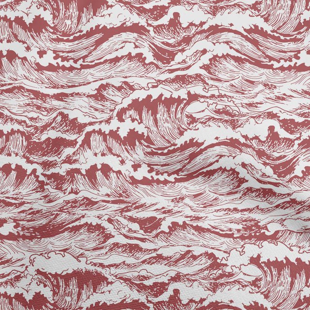 oneOone Cotton Flex Maroon Fabric Asian Japanese Wave Craft Projects Decor Fabric Printed By The Yard 40 Inch Wide