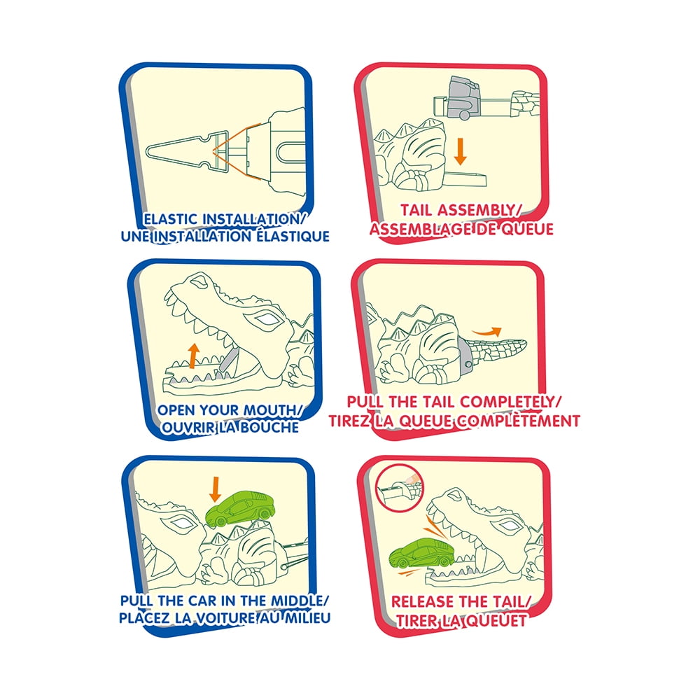 Ensemble jouet lanceur de voitures de course dinosaure, jeu de course catapulte à appuyer pour lancer avec mini voiture de course métallique et accessoires de piste, jeu de véhicul(CAR COLOR MAY VARY)
