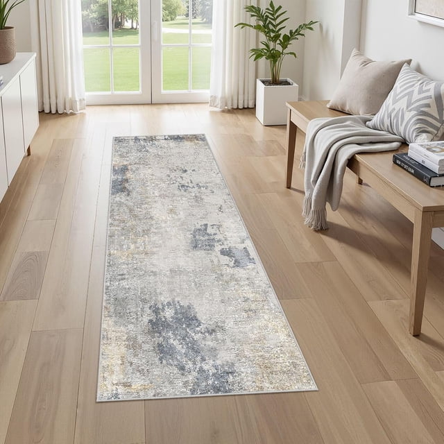 x Area Rug Living Room Rugs Washable Neutral Modern Abstract Soft Thin Large Rug Indoor Floor No Slip Rug Carpet for Bedroom Under Dining Table Home Office Decor Grey