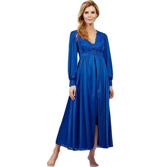 Velrose Lingerie Shadowline Long Lace Bodice Button Down Robe 71737/71737X