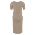 thumbnail image 4 of yoeyez Liquidation de Vêtements de Maternité Robe Grande Taille Femme Manches Courtes Col Rond Robe Simple Shower de Bébé Tenue Quotidienne Robe Soleil Robe Moulante Froncée Midi Robes Ajustées Gris,TG, 4 of 6