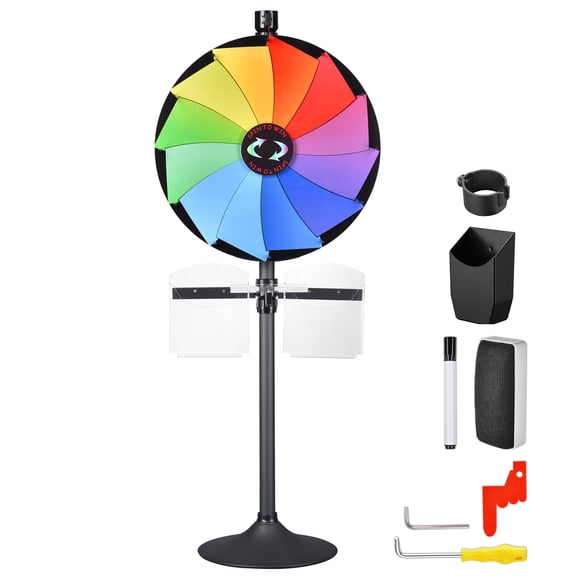 WinSpin Roue à Prix de 24 Pouces sur Table, Support de Sol, Jeu Tournant avec Porte-Brochures