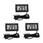 Mini Thermometer Digital LCD Thermometer Temperature sensor with External Probe (3-Black)