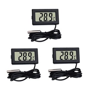 Mini Thermometer Digital LCD Thermometer Temperature sensor with External Probe (3-Black)