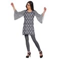 thumbnail image 3 of Moomaya Printed Indian Short Kurti Dress Poly Crepe Tunic Round Neck Mini Dress, 3 of 5